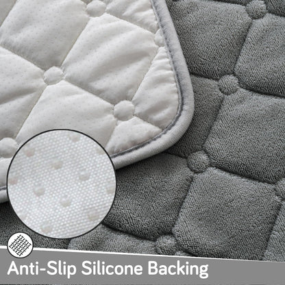 Diamond Tuft Quilted 5-Seater Sofa Mat (3+1+1), Anti-Slip, Stone Grey
