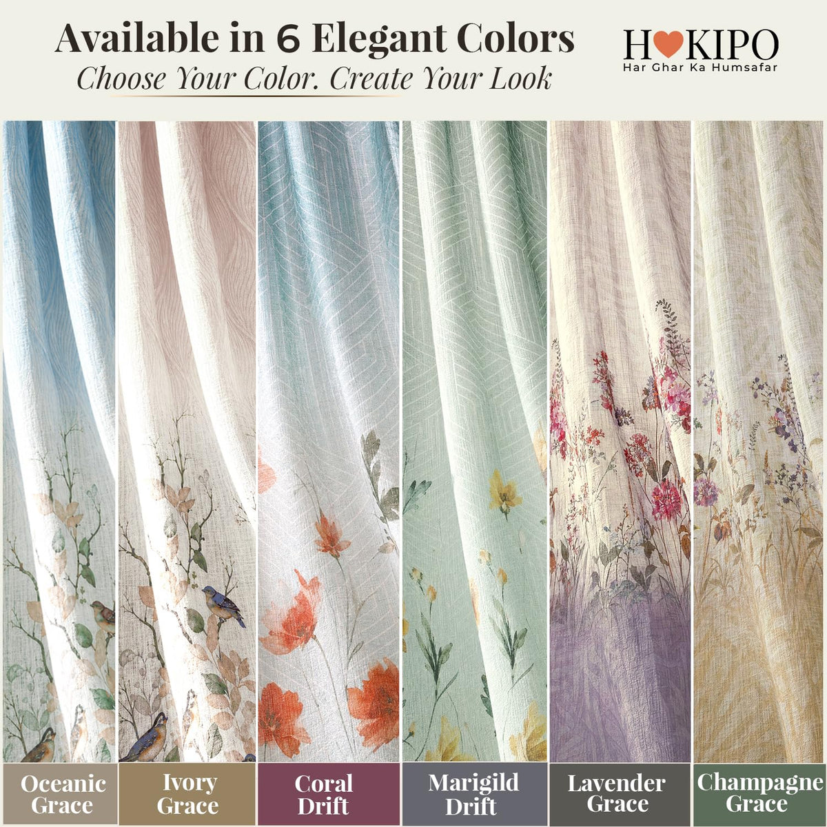 HOKIPO Petal Breeze Sheer Curtains, 7 Feet Long - Oceanic Grace - image 8