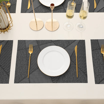 PVC Dining Table Mats, Abstract Black