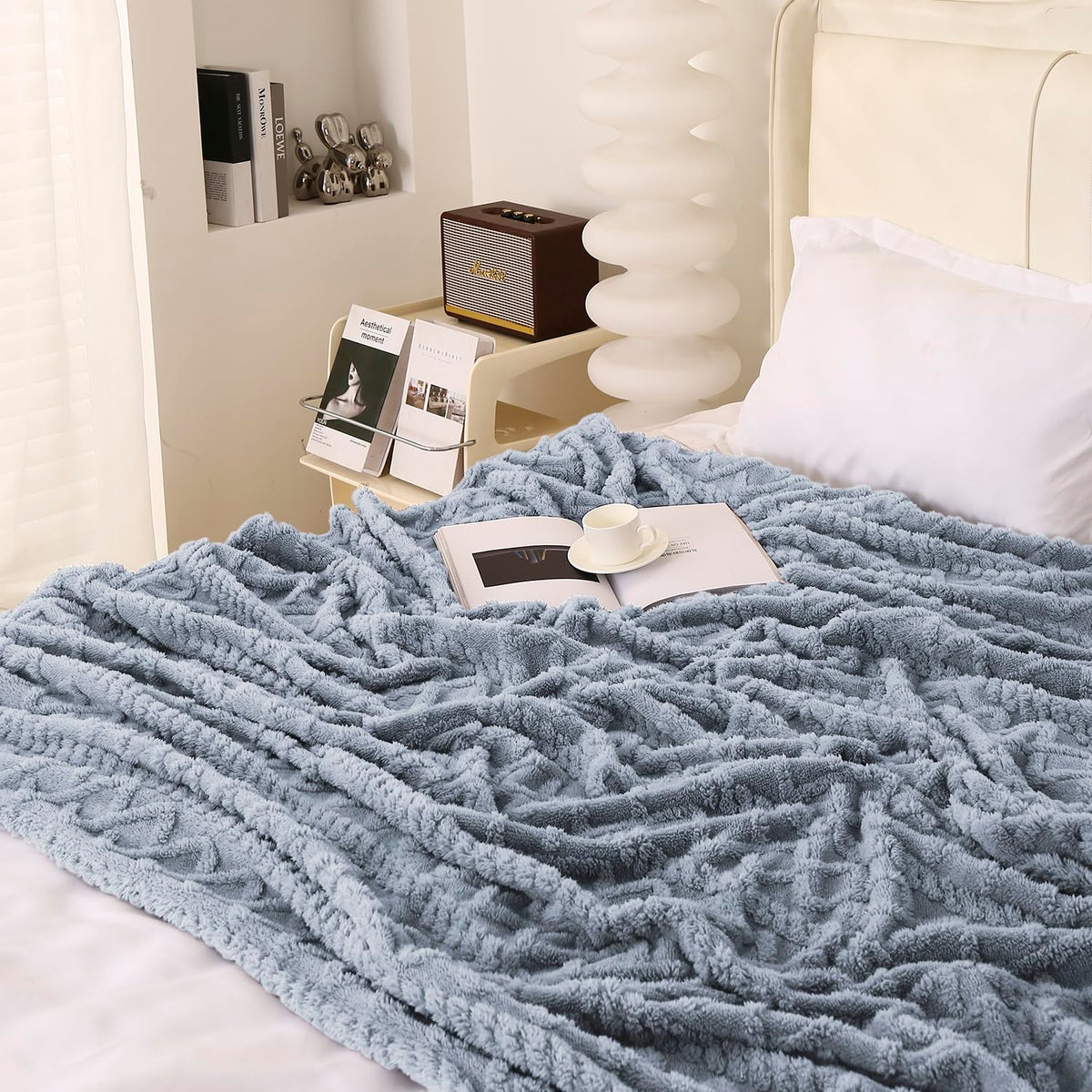 Buy Powder Blue Colour Fleece Soft, Cozy Throw Blanket | HOKIPO