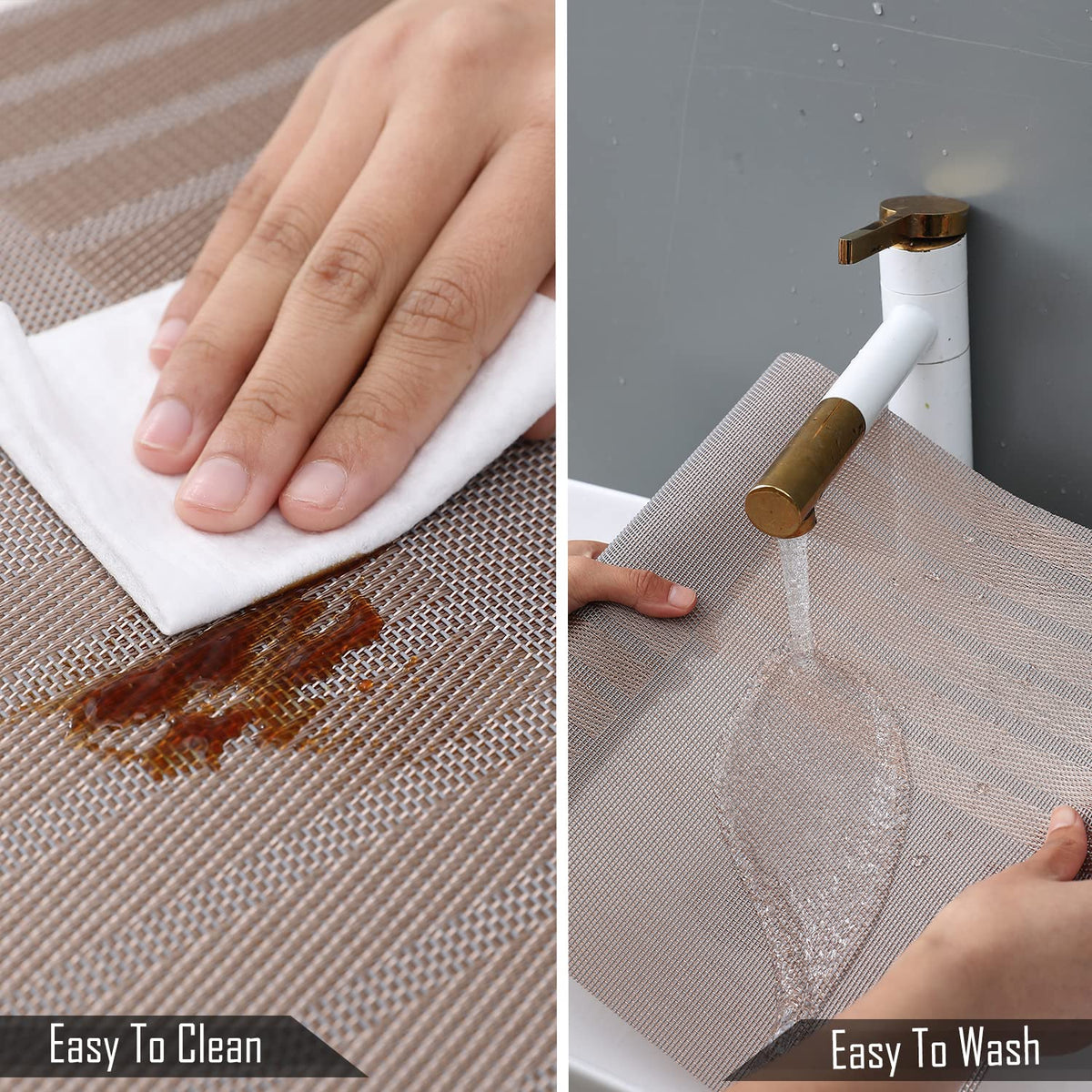 Buy Light Brown Colour Washable PVC Dining Tables Runner | HOKIPO