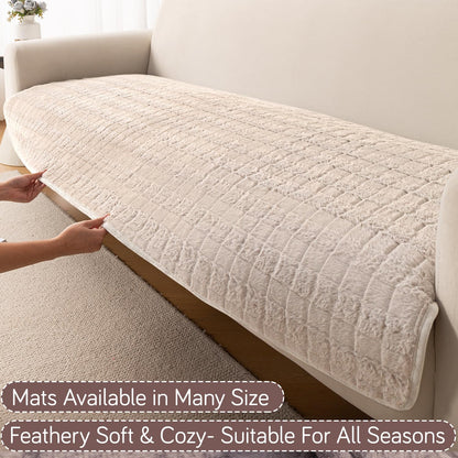 Premium Plush Anti Slip Sofa Cover Mat, Beige