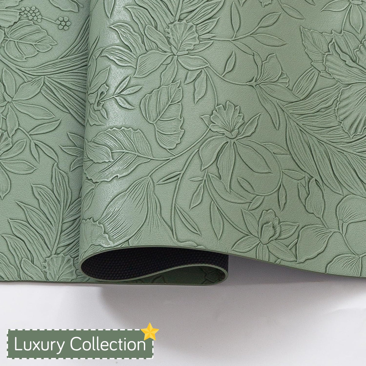 Hibiscus Bloom Washable Leather Mats for Dining Table - Sage Green