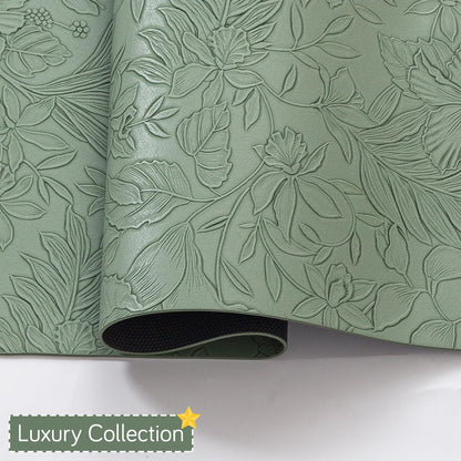 Hibiscus Bloom Washable Leather Mats for Dining Table - Sage Green