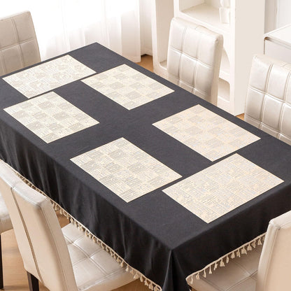 Metallic Glow Shining Mats for Dining Table, Tree Bark - Beige Gold