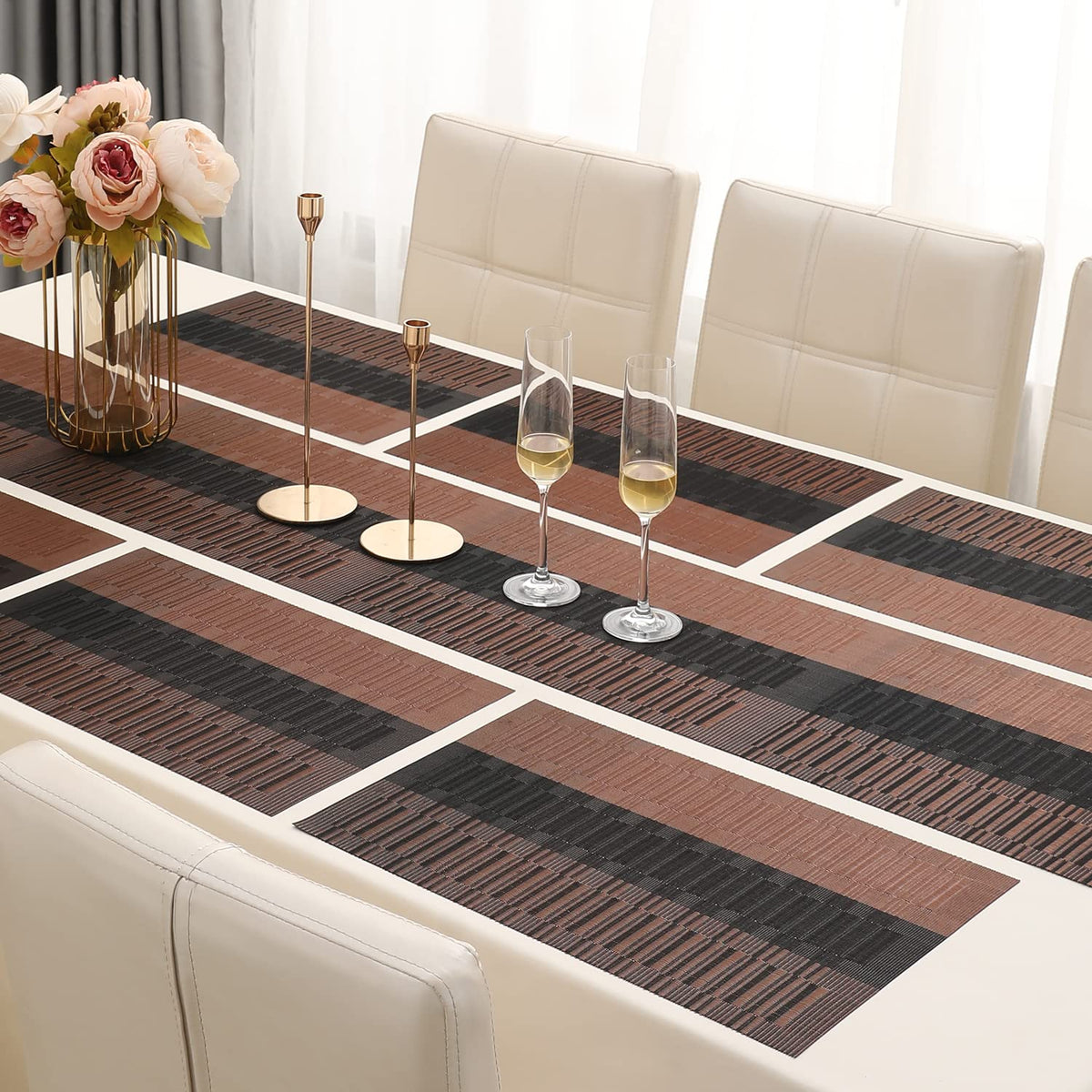 PVC Dining Table Mats, Metalic Brown