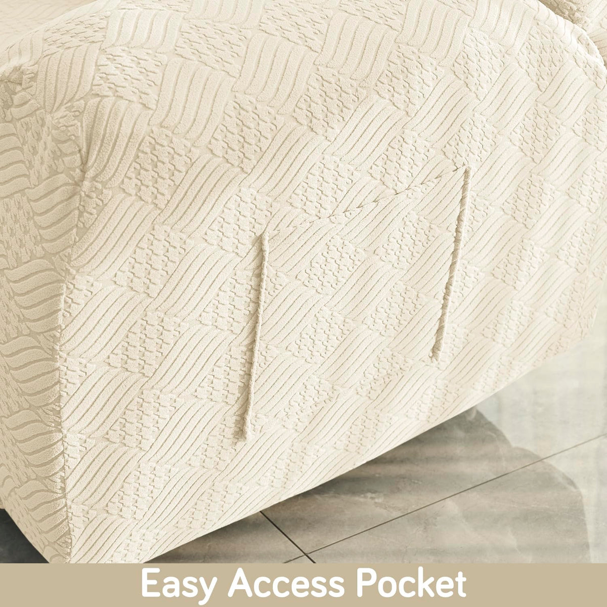 Premium 170 GSM Jacquard Fully Covered Recliner Sofa Cover for 1/2/3 Seaters, Beige