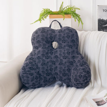 HOKIPO Teddy Lumbar Back Support Cushion, Dark Grey
