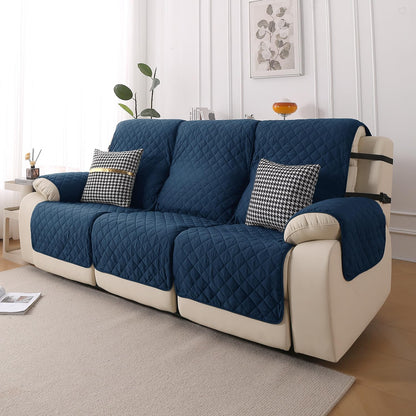 UrbanQuilt Recliner Sofa Slipcover Mat with Dual Belt for 1/2/3 Seater - Navy Blue