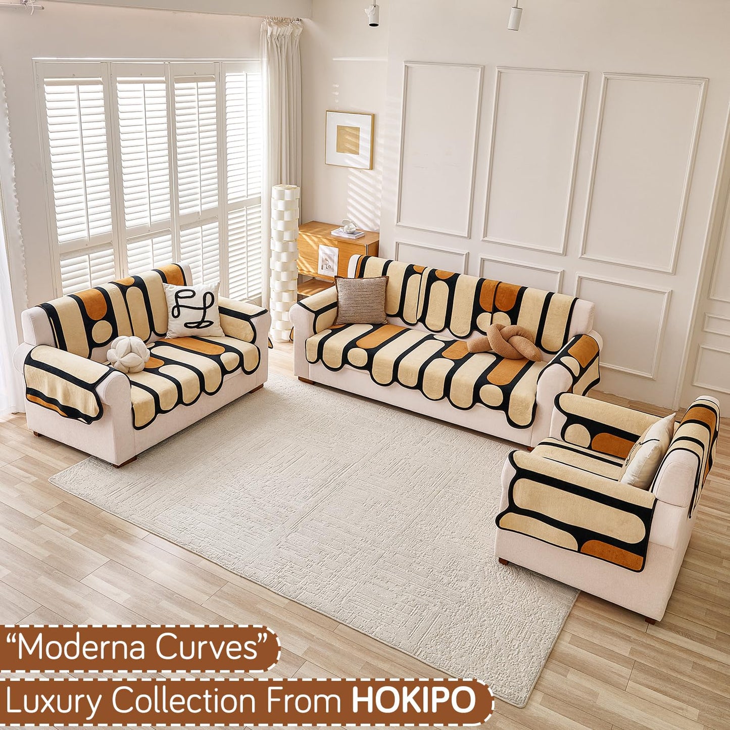 Moderna Curves All Season Sofa Cover Mat, Oyster Beige