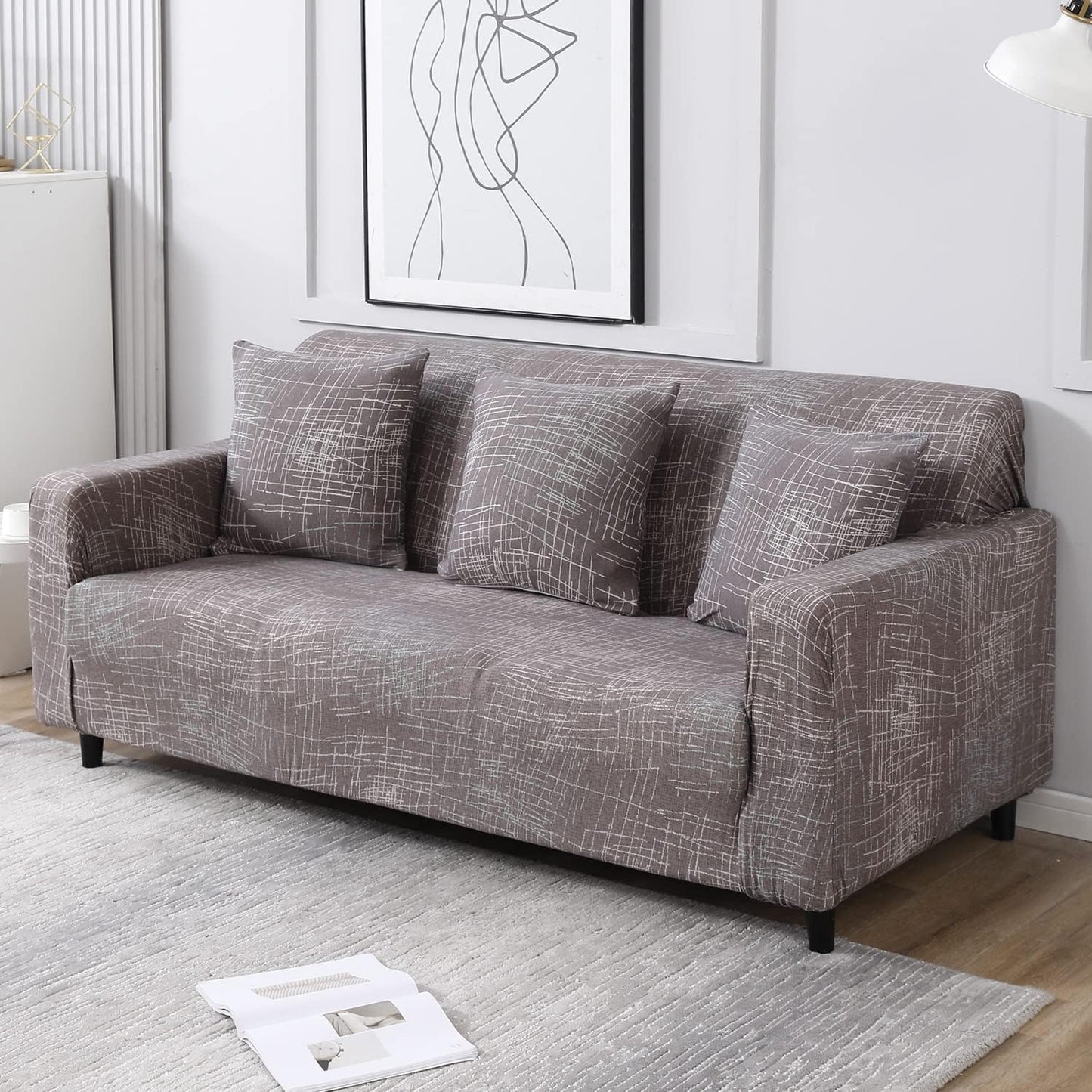 Abstract Lines Brown modern elastic 3 seater sofa cover​s
