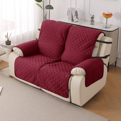 UrbanQuilt Recliner Sofa Slipcover Mat with Dual Belt for 1/2/3 Seater - Maroon