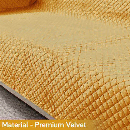 Quilted Velvet Sofa Cover Mat with Side Pockets, Pet Friendly, Mustard Yellow