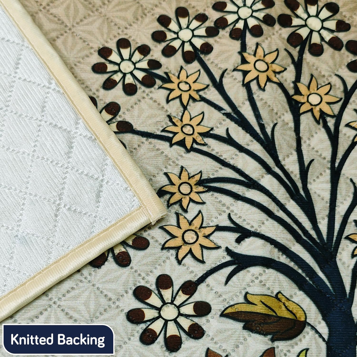Eternal Floral Printed Quilted Fridge Top Cover with side Pockets - Ornate Tree