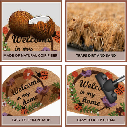 Large 45x75cm Coir Door Mats for Entrance Big Size Welcome Mat, Purple