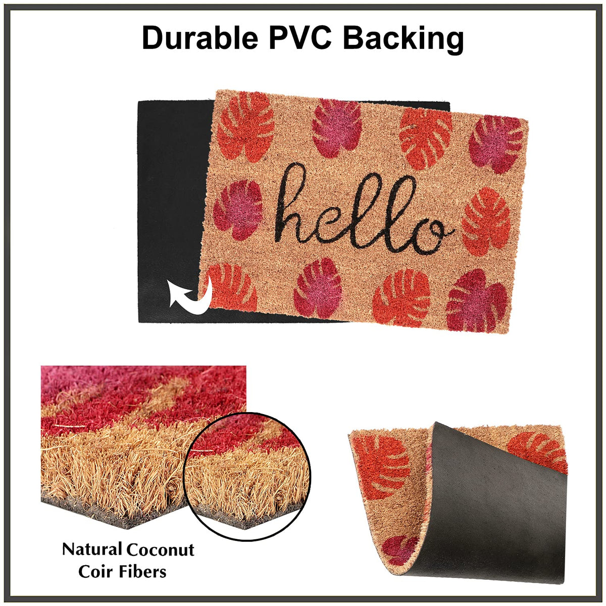 Coir Entrance Door Mat with Anti-Slip PVC Backing