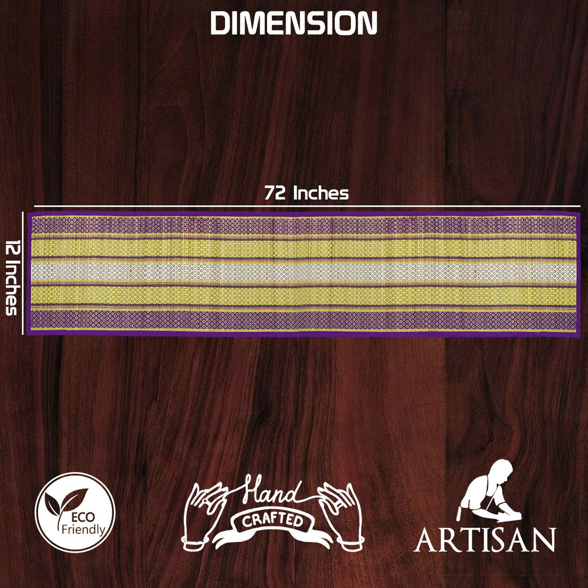 Buy Purple Colour Natural Handmade Madurkathi Table Runners Size for 180 cm (W - 12 x L 72 inches) | HOKIPO