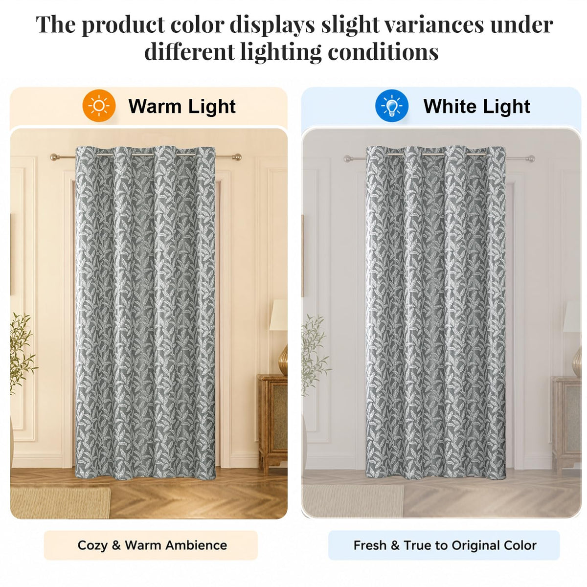 HOKIPO Majestic Eyelet Curtains, 7 Feet Long - Muted Grey - image 6