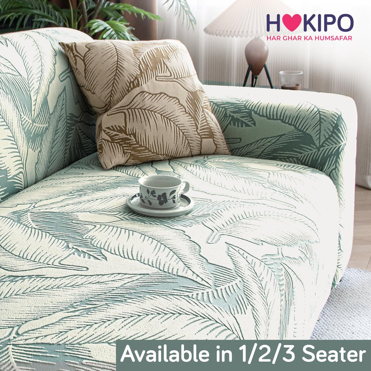 Dual Tone Knitting Jacquard Sofa Cover 1/2/3 Seater Fully Covered - Creamish Pale Green