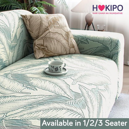 Dual Tone Knitting Jacquard Sofa Cover 1/2/3 Seater Fully Covered - Creamish Pale Green