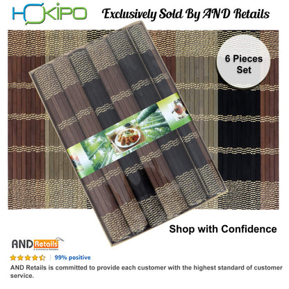 Reversible Bamboo Placemats Set of 6 Table Mats, 45x30 cm