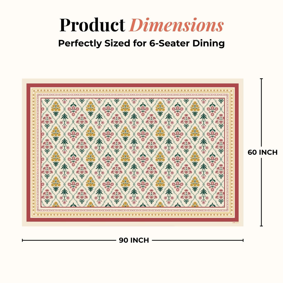 HOKIPO Cotton Rectangular Dining Table Cloth for 6 Seater, Mustard Yellow - image 5