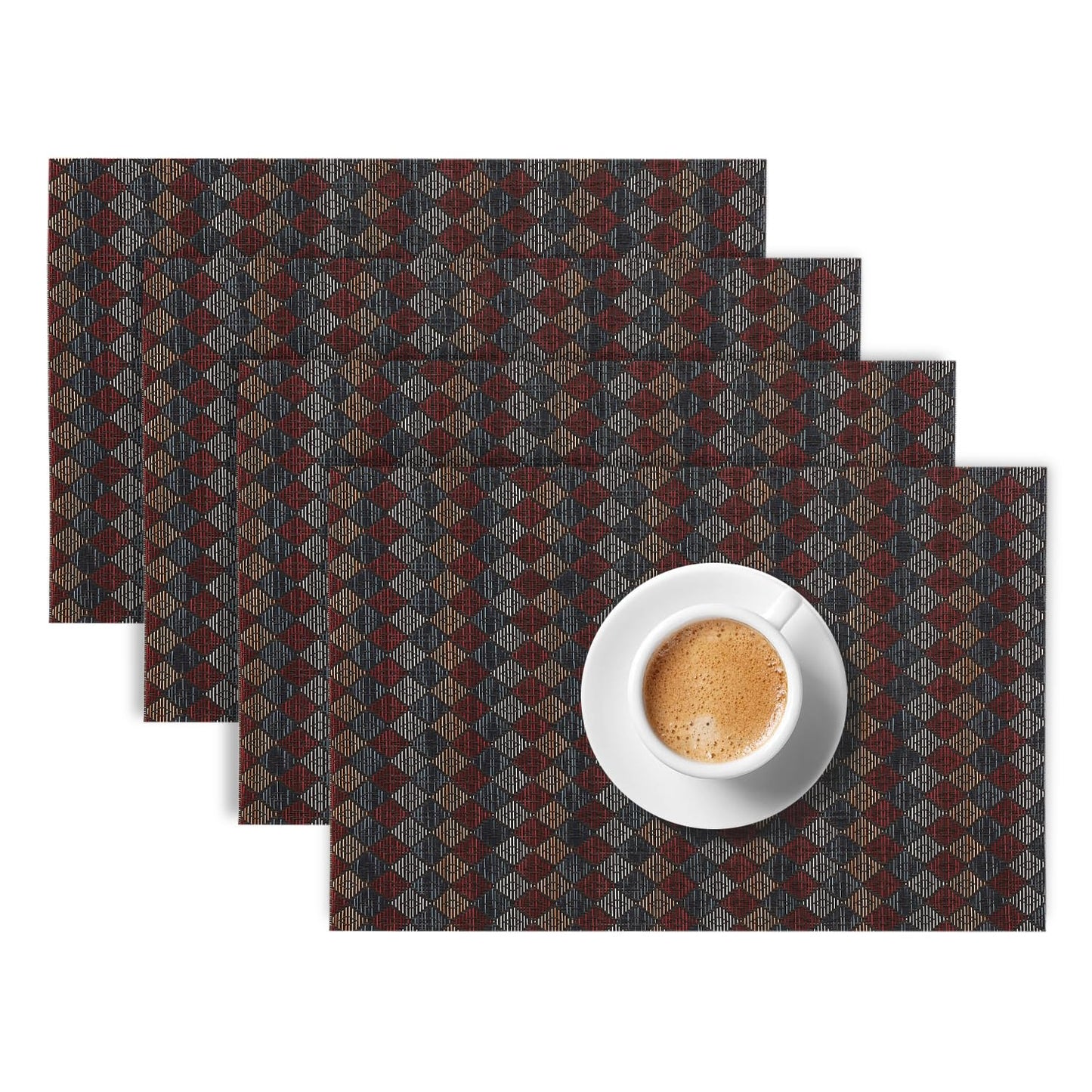 RhombusEcho Washable PVC Mats for Dining Table - Royal Maroon