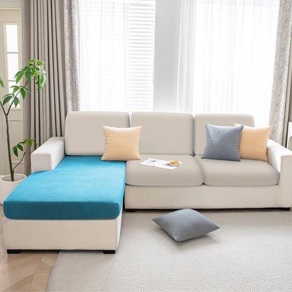 Stretchable Thick Jacquard Textured Seat Cushion Cover for 1/2/3 Seaters / Pieces for Sofa, Teal