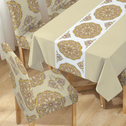 Brown Dining Table Cover with Chair Covers | 4/6 Seater