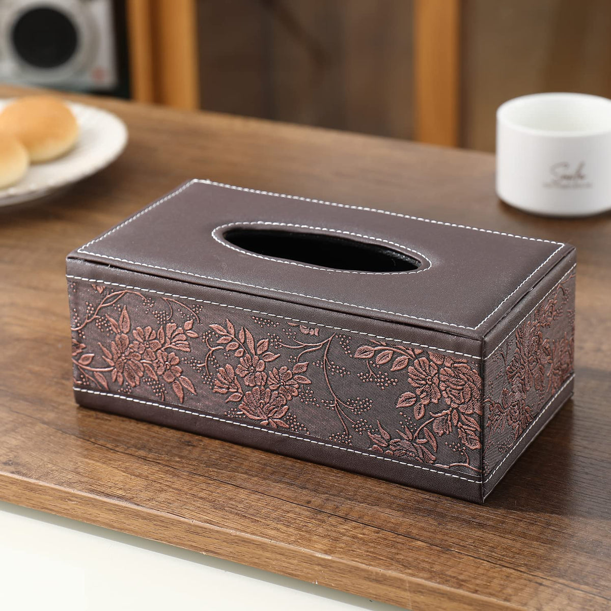 Buy Premium Brown Leatherite Tissue Paper Holder | HOKIPO
