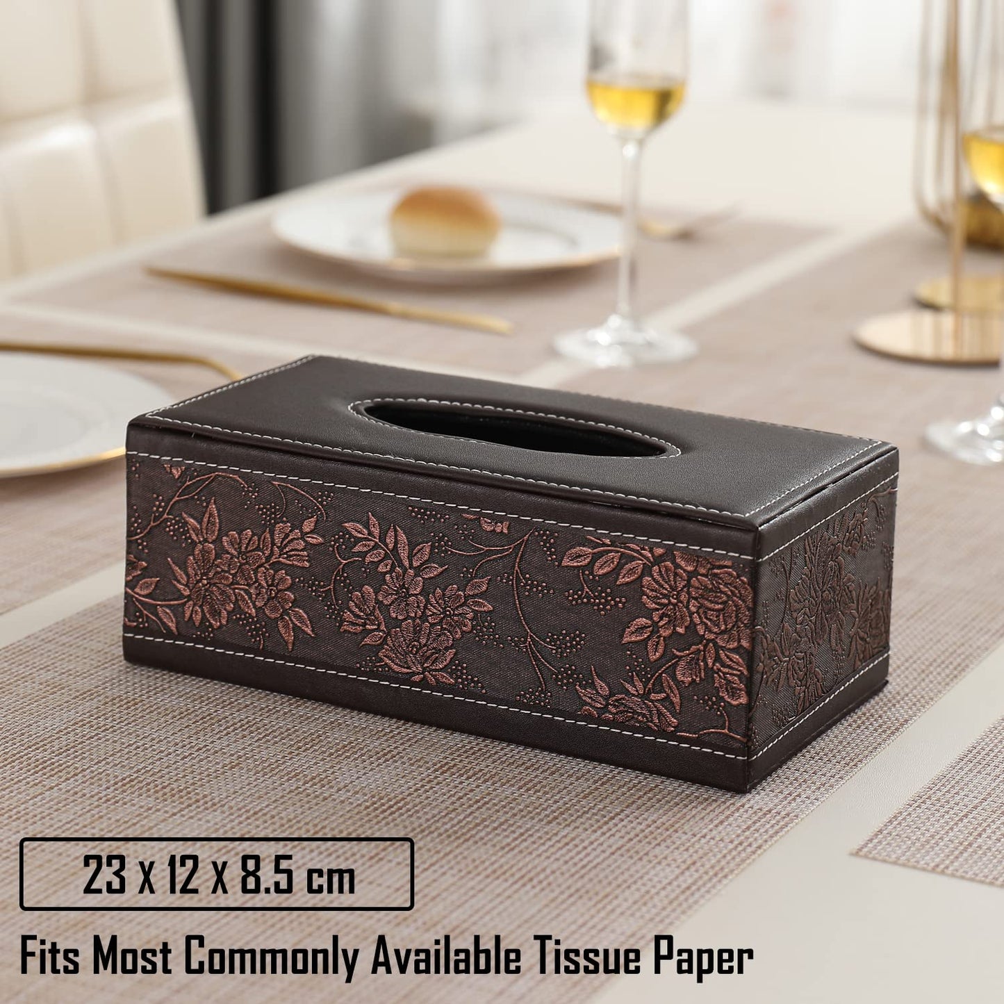 buy stylish premium brown leatherite tissue paper box | HOKIPO