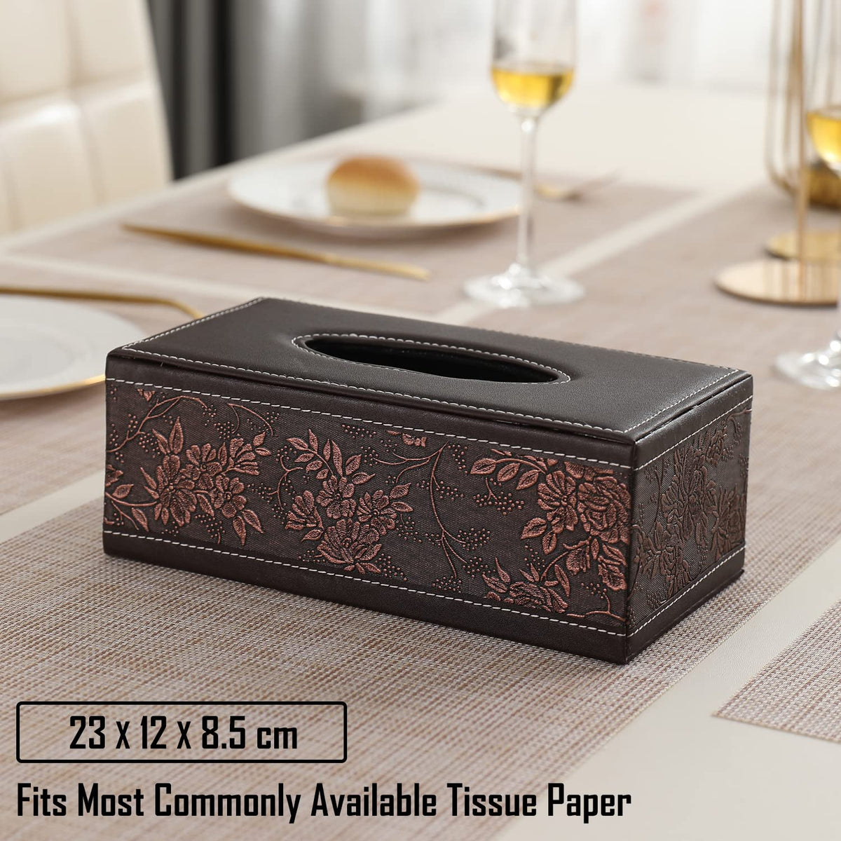 buy stylish premium brown leatherite tissue paper box | HOKIPO