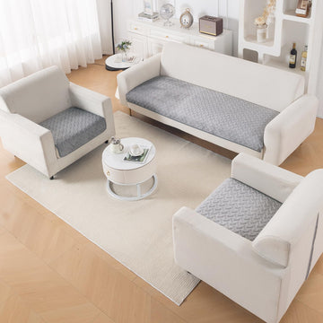 Premium Velvety Quilted Softline 5-Seater Sofa Cover (3+1+1), Arctic Grey