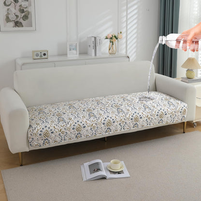 Quilted Waterproof and Anti-Slip Sofa Cover Mat, Damask White