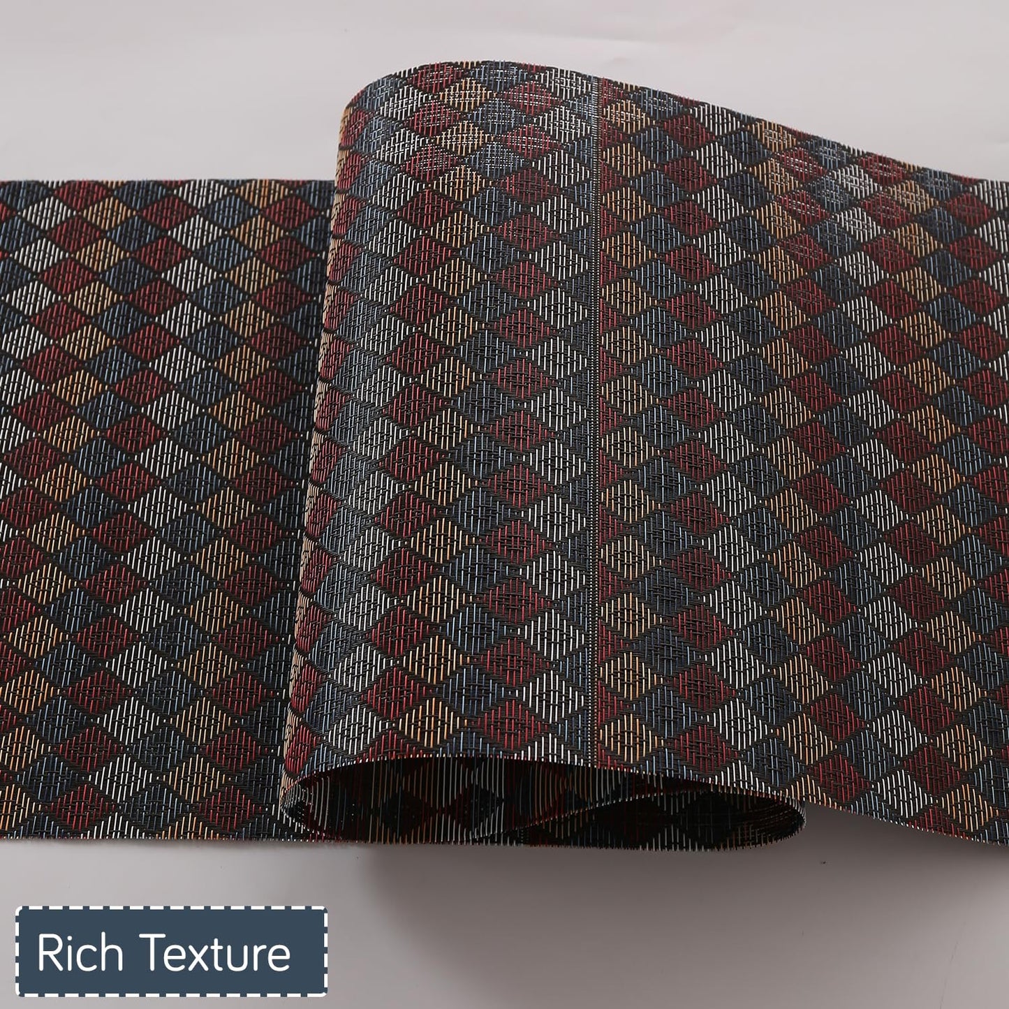 RhombusEcho Washable PVC Mats for Dining Table - Royal Maroon
