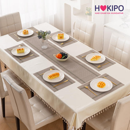 Chevron Stripes PVC Mats for Dining Table - Taupe Brown