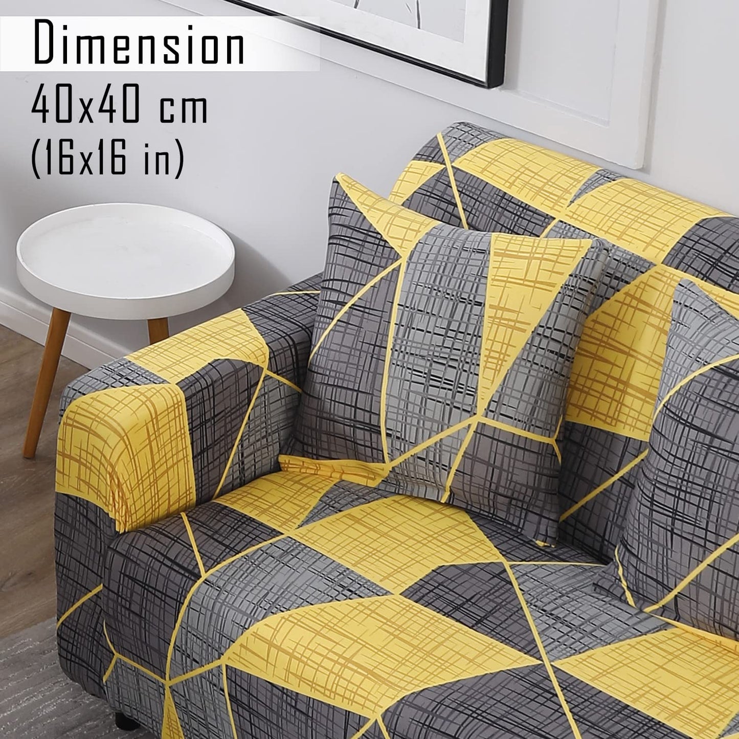 HOKIPO Stretchable Pack of 2 Cushion Cover 16x16,Abstract Grey