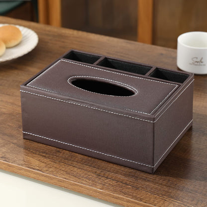 Buy elegant faux leather tissue paper holder in brown | Hokipo