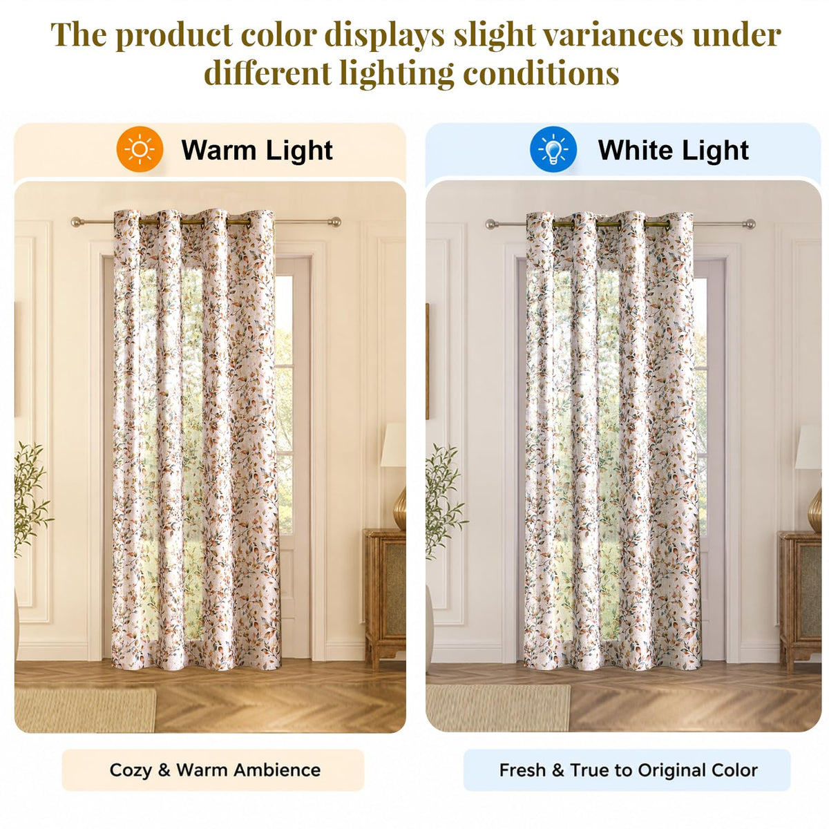 HOKIPO Petal Mist Sheer Eyelet Curtains, 7 Feet Long - Lilac Trails - image 6