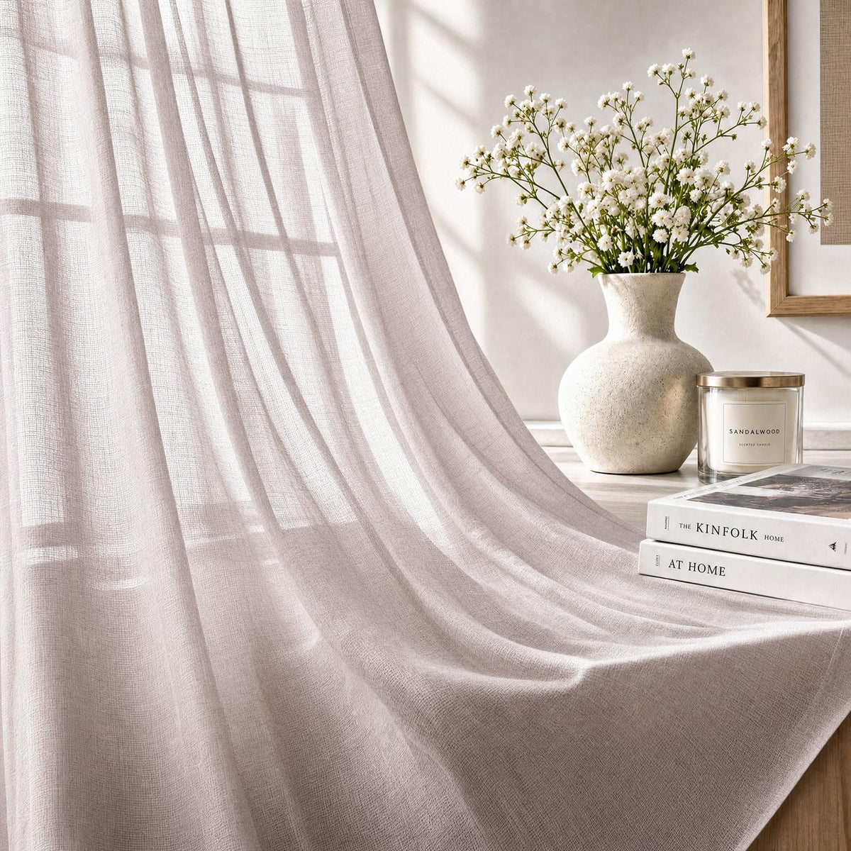 HOKIPO Breeze Sheer Curtains, 7 Feet Long - Dusty Rose