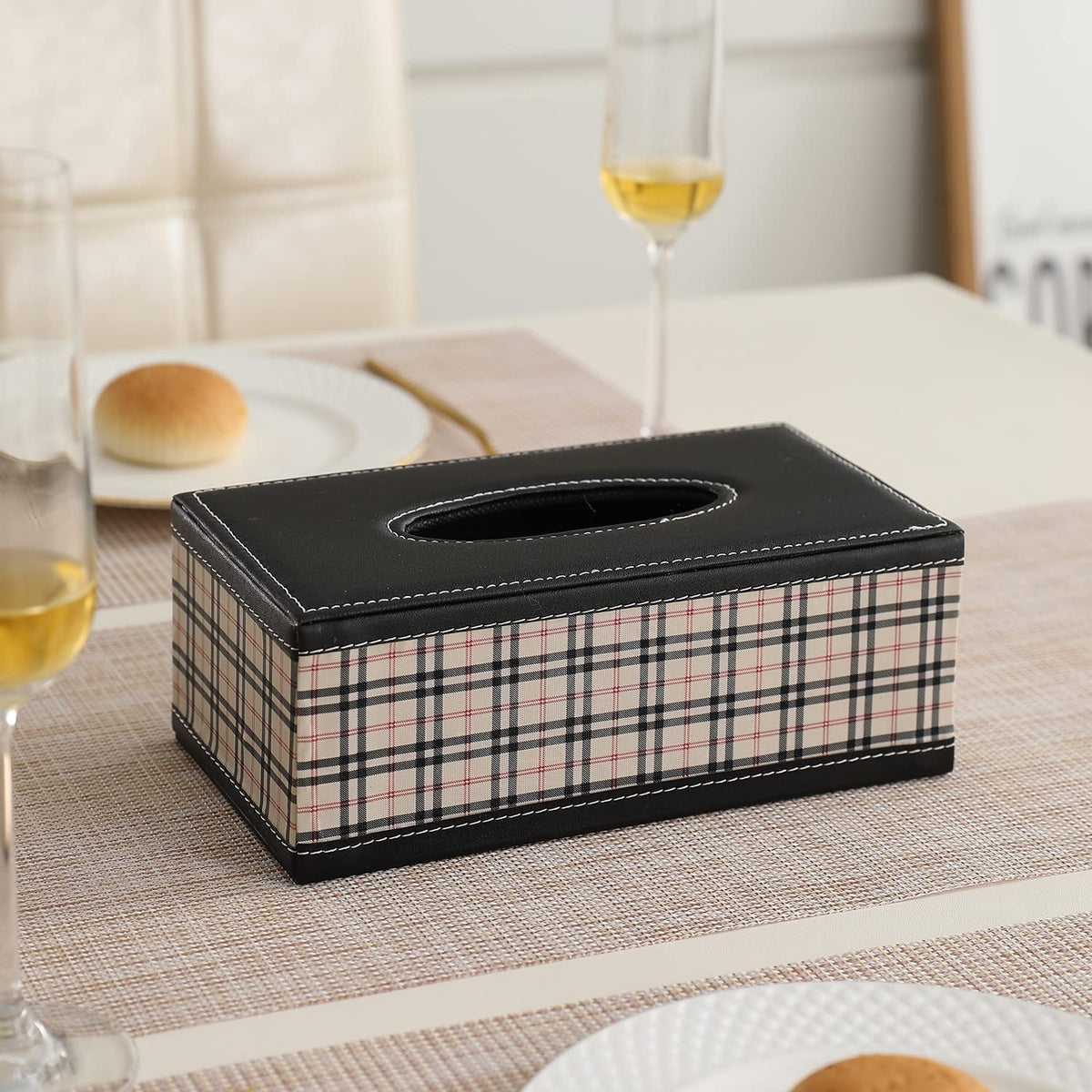 Buy premium beige faux leather tissue paper box