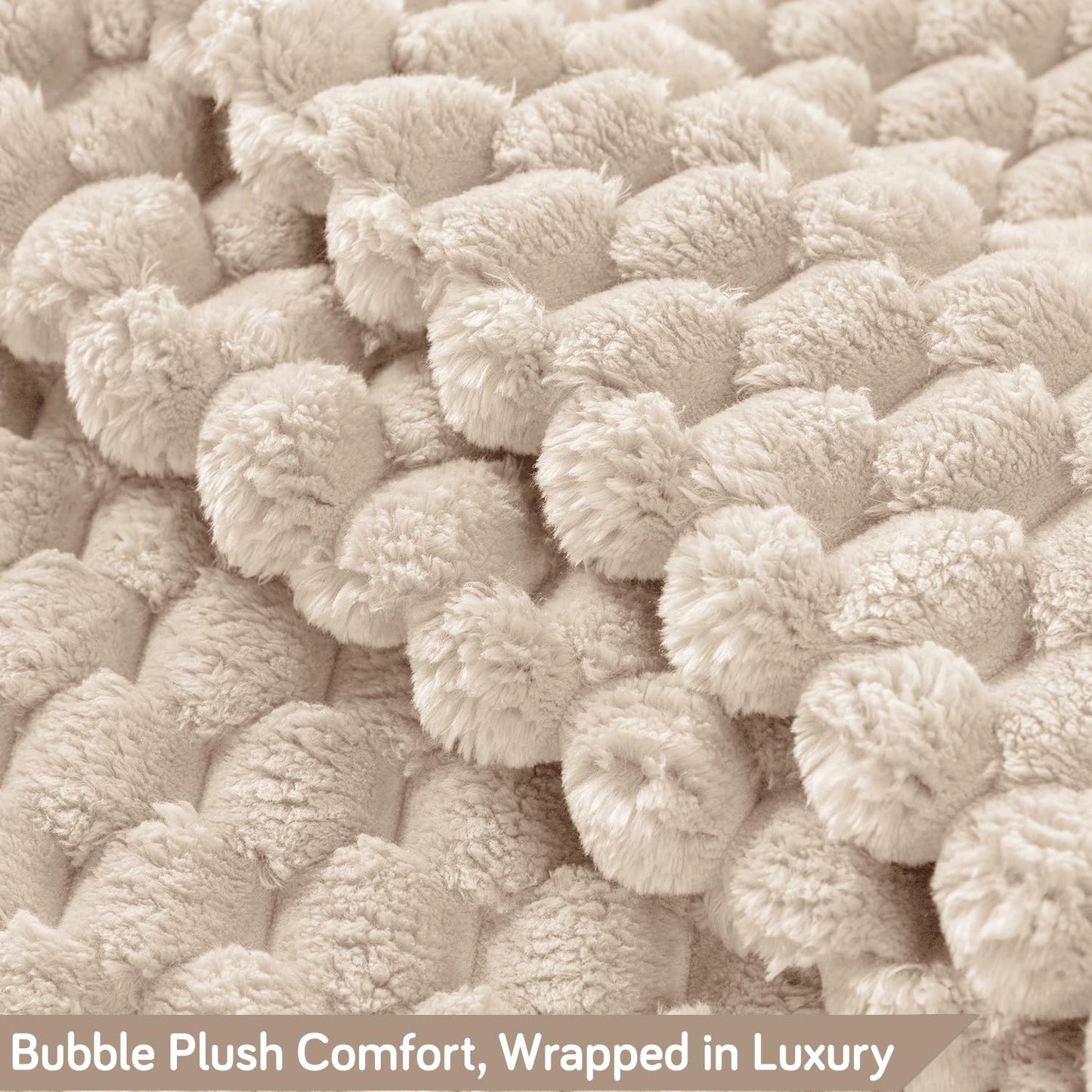 Luxury Rabbit Wool Plush Sofa Throw, Cream