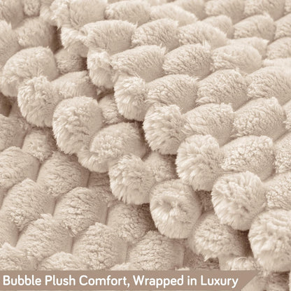 Luxury Rabbit Wool Plush Sofa Throw, Cream