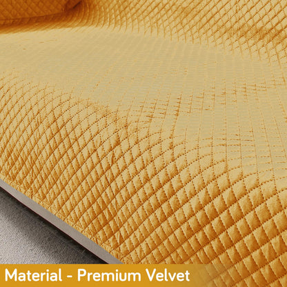 Quilted Velvet Sofa Cover Mat with Side Pockets, Pet Friendly, Mustard Yellow