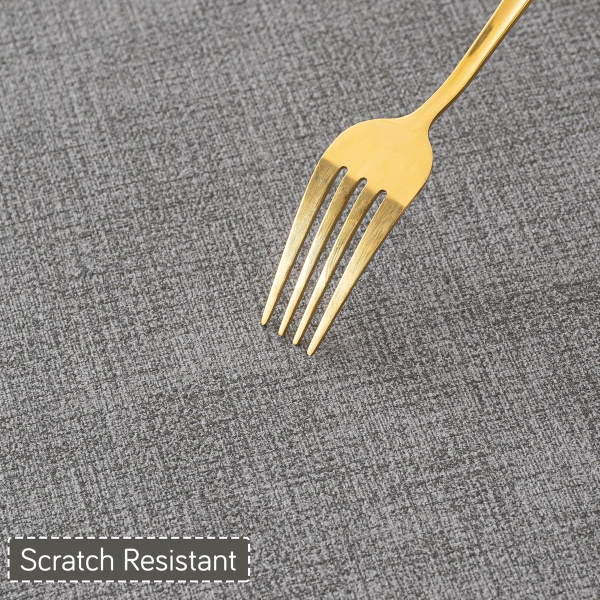 Modern Weaves Royal Luxe Faux Leather Mats for Dining Table - Charcoal Grey