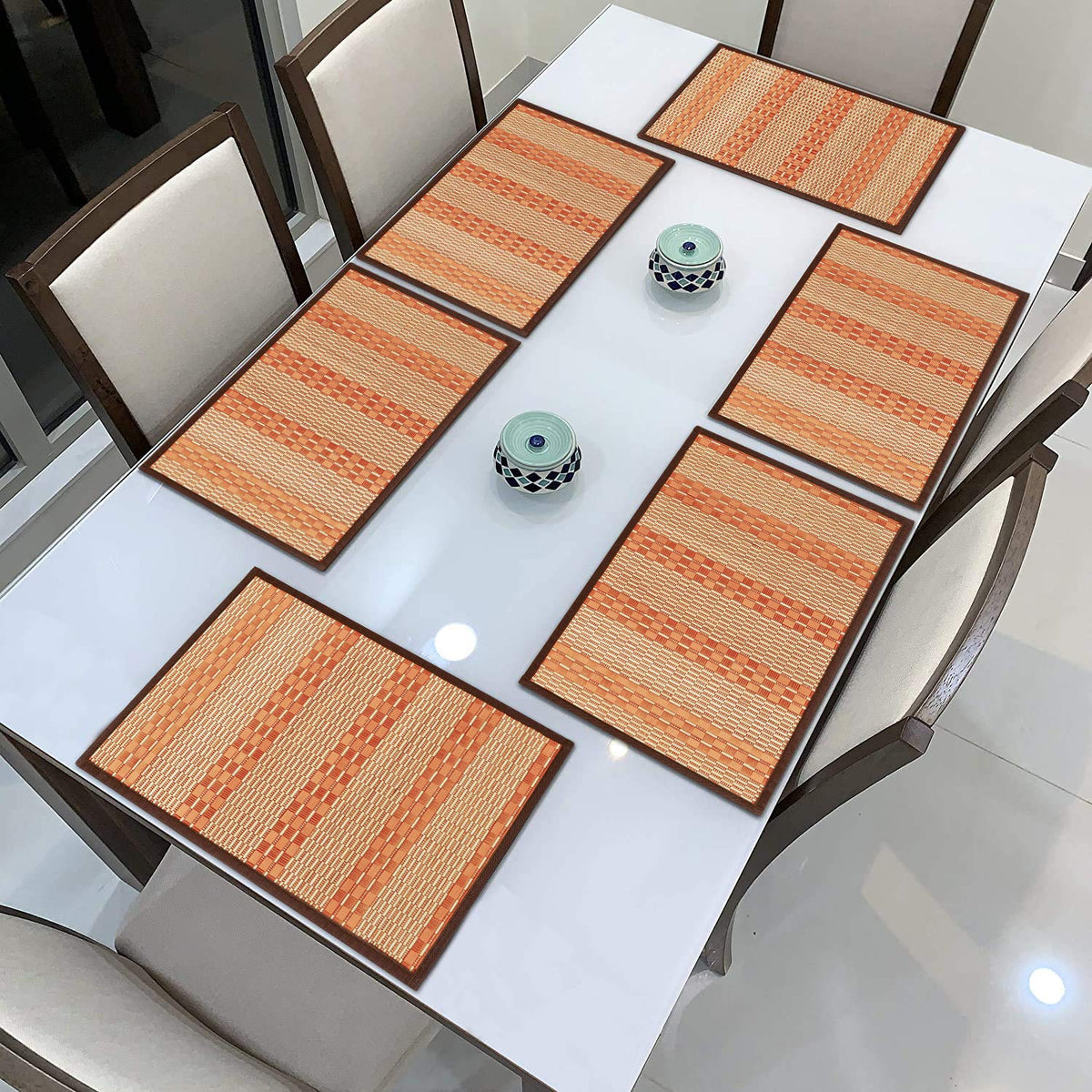 Heat Resistant Bamboo Dinner Mats, Orange
