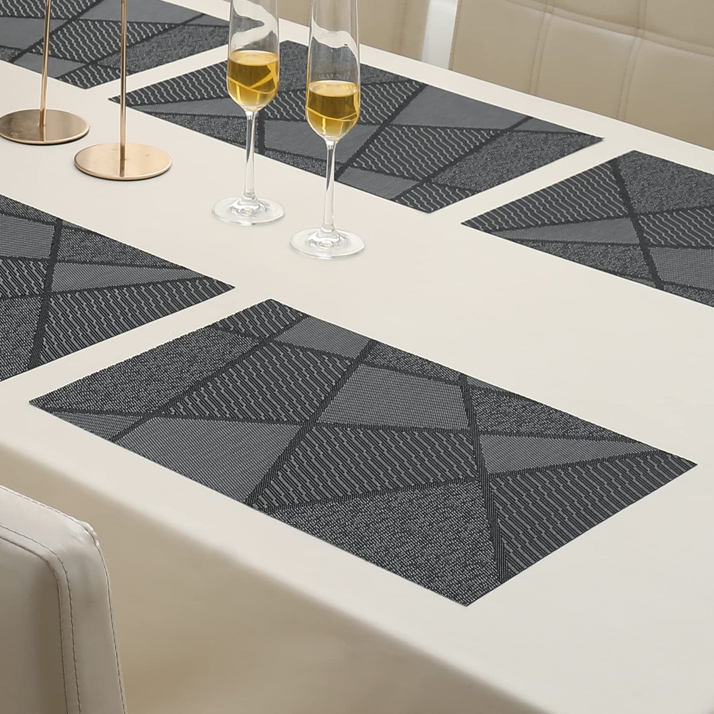 PVC Dining Table Mats, Abstract Black