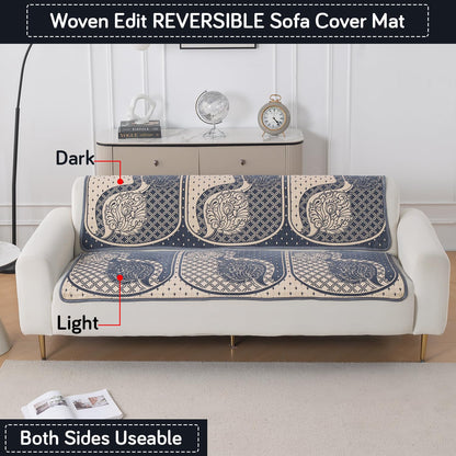 Woven Edit Chenille Jacquard Reversible 5-Seater Sofa Cover (3+1+1), Midnight Paisley