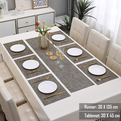 PVC Dining Table Mats, Ash Grey