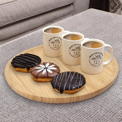 Bamboo Wooden Round Tray for Serving Snacks | Platters Serving Tray | Appetizer Plate, 30 cm, Pack of 1